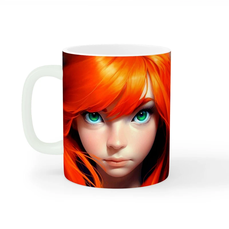 ماگ طرح دخترانه دختر مو نارنجی کد wall-7690