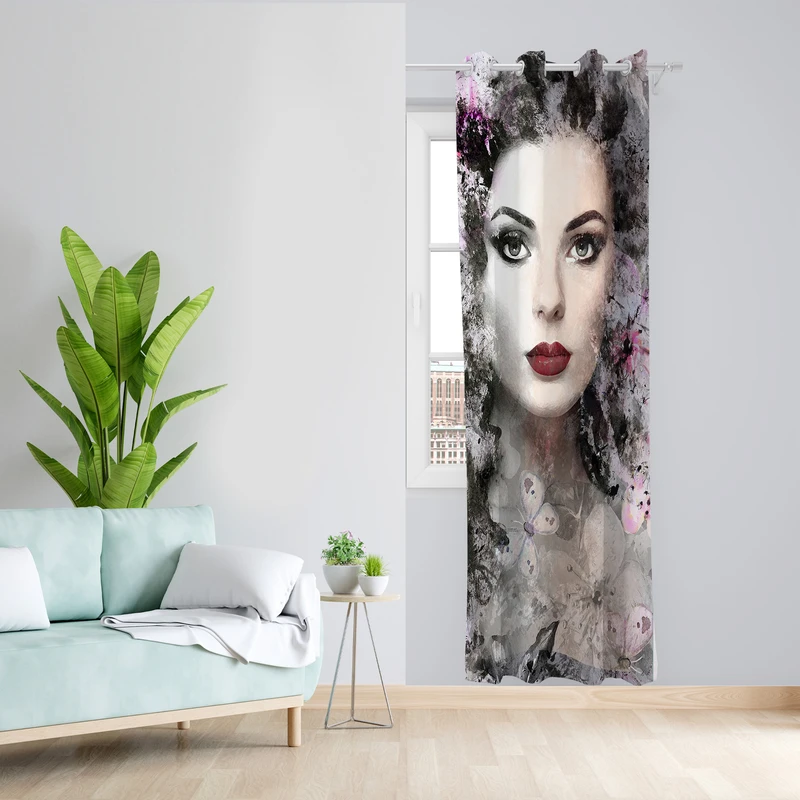 پرده طرح چهره مدل مخمل پانچی کد L 1027L Z سایز 140x200 سانتی متر