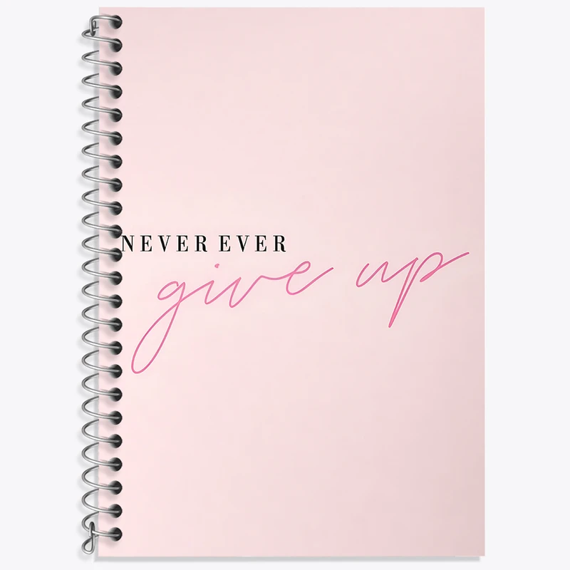 دفتر زبان 50 برگ خندالو مدل دو خط طرح Never Ever Give Up کد N2644