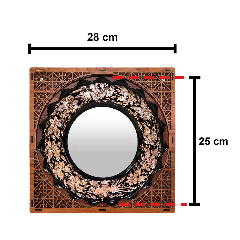 آینه مسی فاخر مدل الماس تراش کد 28d25