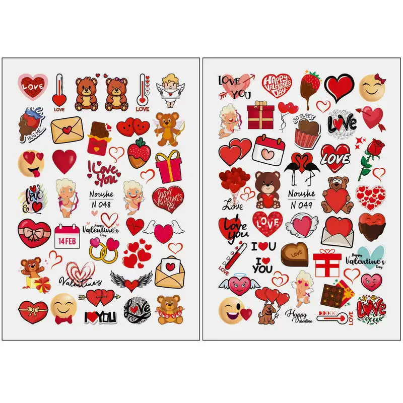 برچسب لنز ناخن مدل عشق کد N48-49 مجموعه 2 عددی