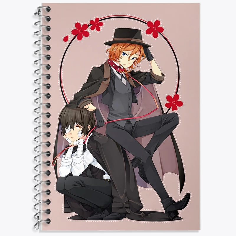 دفتر زبان 50 برگ خندالو مدل دو خط طرح دازای انیمه سگ های ولگرد بانگو کد F2478