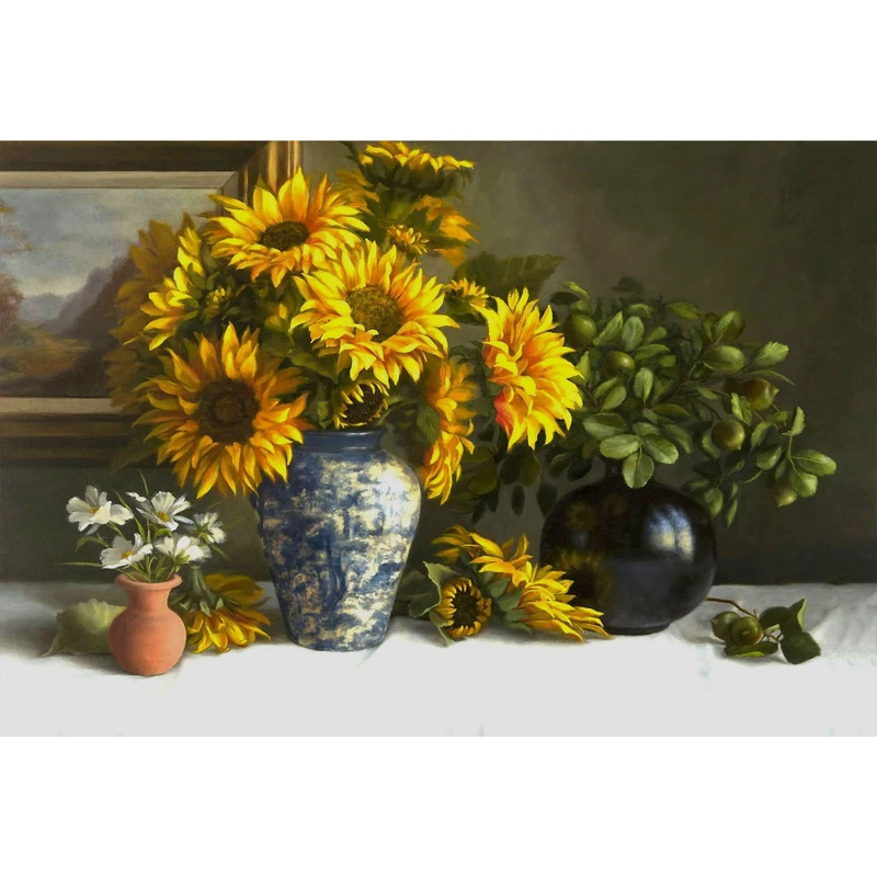 مگنت طرح نقاشی گل هنوز زندگی است گل آفتابکردان مدل T1094