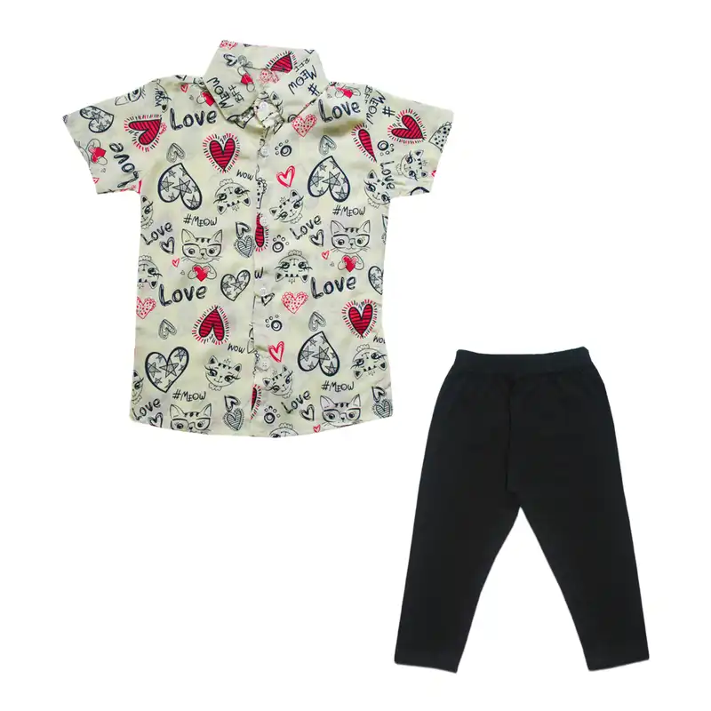 ست شومیز و شلوارک دخترانه مدل هاوایی 012