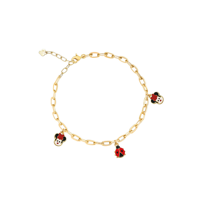 دستبند زنجیری طلا 18 عیار دخترانه ماوی گالری مدل میکی کفشدوزک دستبند زنجیری طلا 18 عیار دخترانه ماوی گالری مدل میکی کفشدوزک