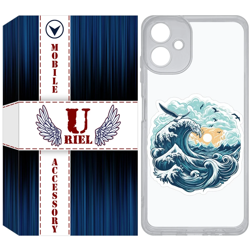 کاور یوریل مدل Clear کد 99 طرح موج دریا مناسب برای گوشی موبایل سامسونگ Galaxy A06