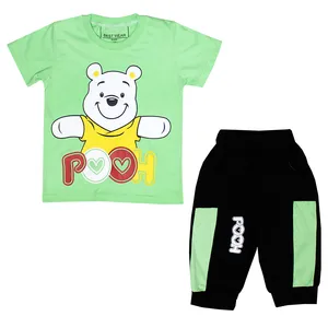 ست تی شرت و شلوارک پسرانه مدل POOH رنگ سبز
