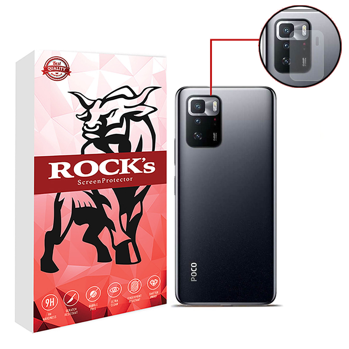 محافظ لنز دوربین راکز مدل Lens-FGS مناسب برای گوشی موبایل شیایومی Poco X3 GT