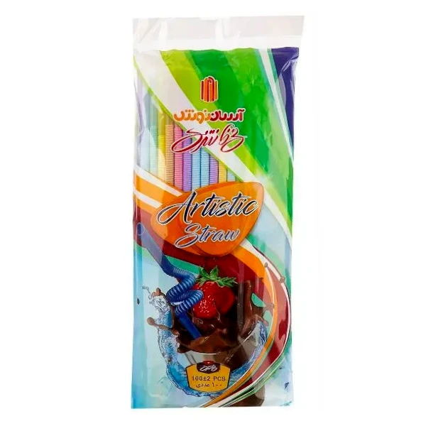 نی نوشیدنی یکبار مصرف آسان نوش مدل مارپیچ بسته 100 عددی