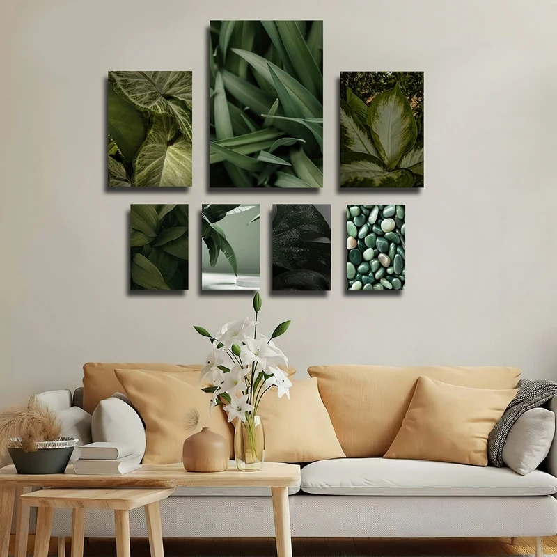 تابلو شاسی بکلیت طرح طبیعت و گل و برگ مدل SH-2848 مجموعه 7 عددی