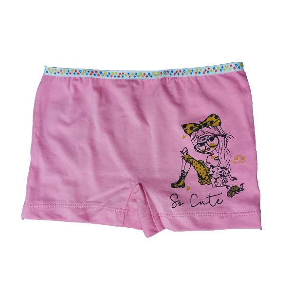 شورت دخترانه طرح دختر رنگ صورتی