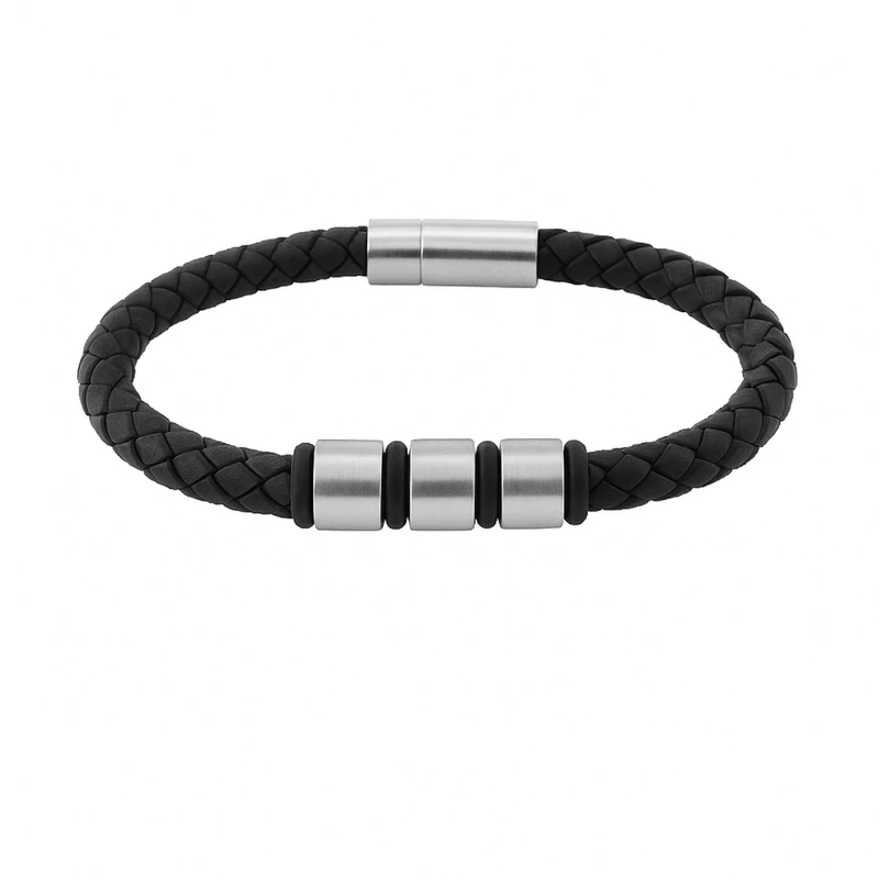 دستبند مردانه مدل چرم طبیعی حلقوی کد 3939