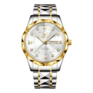 ساعت مچی عقربه‌ای کوارتز مردانه اُ لِوز مدل لوکس کلاسیک دی دیت بند طرح تراش الماسی قفل مخفی کد ۳