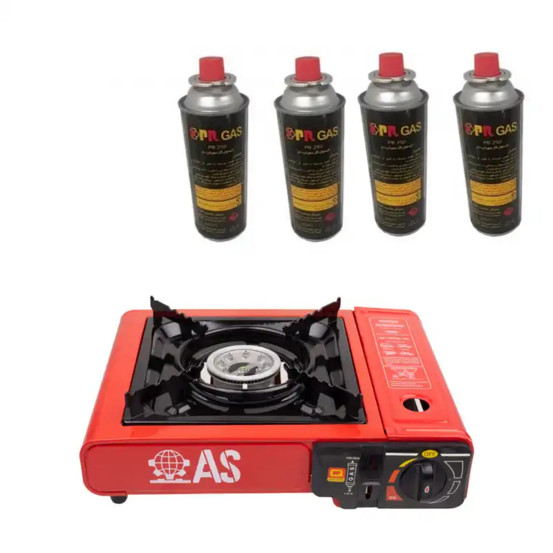 اجاق سفری مدل AS به همراه 4 عدد کپسول گاز سفری