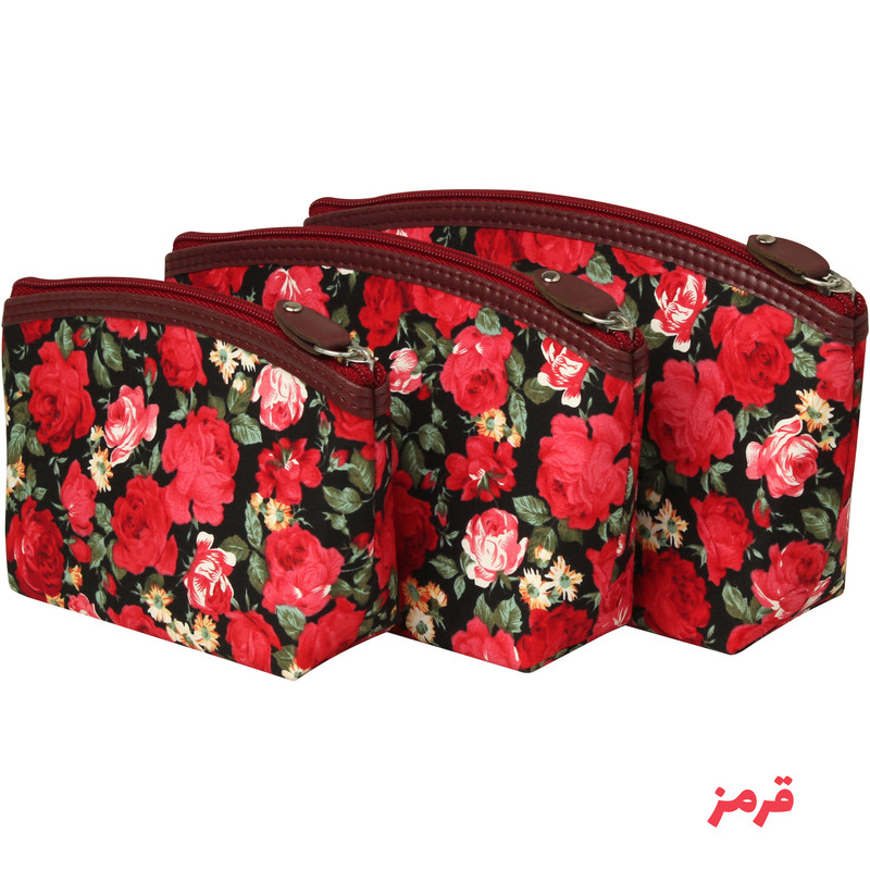 کیف لوازم آرایش زنانه سیب مدل NN مجموعه 3 عددی