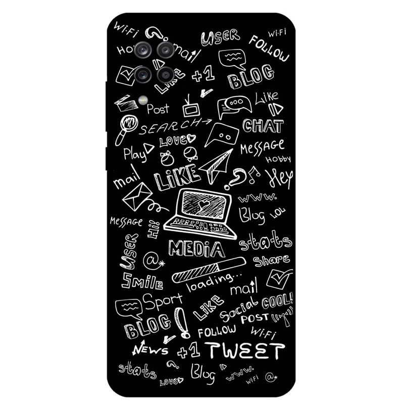 کاور مگافون طرح رسانه های اجتماعی مدل 1898 مناسب برای گوشی موبایل سامسونگ Galaxy M12 / F12         