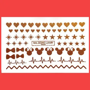 استیکر طراحی ناخن طرح قلب و ستاره مدل M09T