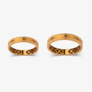 ست حلقه طلا 18 عیار زنانه و مردانه گلدم مدل R343012