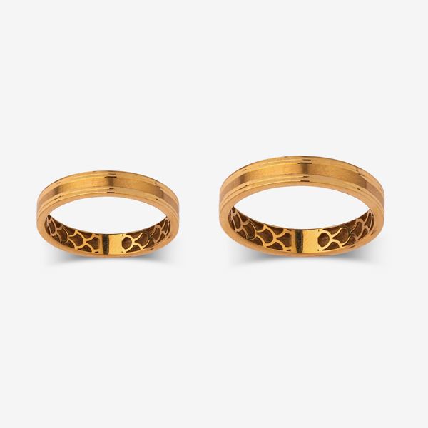 ست حلقه طلا 18 عیار زنانه و مردانه گلدم مدل R343012