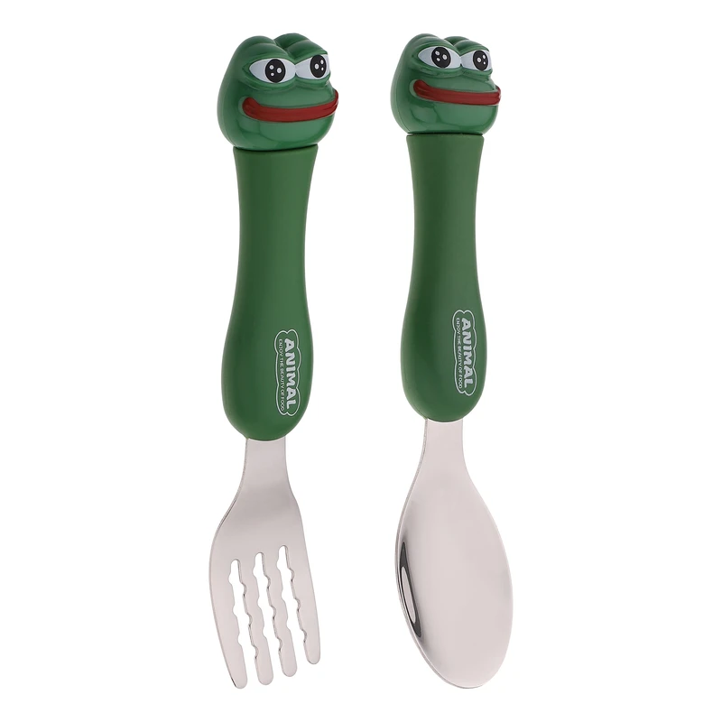 قاشق و چنگال کودک مدل Pepe the Frog بسته 2 عددی