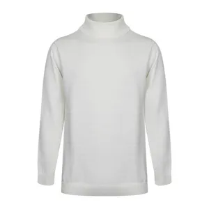 پلیور یقه اسکی مردانه مدل ساده رنگ کرم شیری