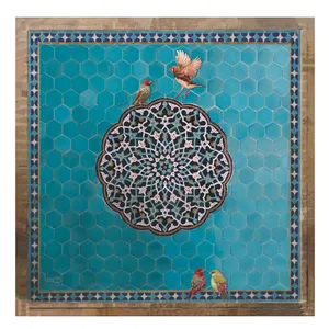 رومیزی قلم فلزی طرح حوض فیروزه