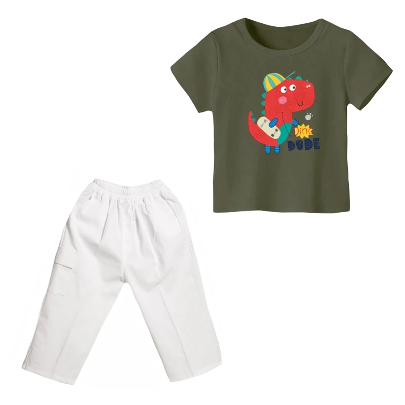 ست تی شرت و شلوارک پسرانه مدل دایناسور کد ۲۷