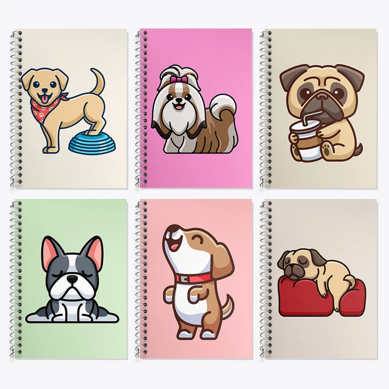 دفتر زبان 50 برگ خندالو مدل دو خط طرح حیوانات بامزه کد 450 مجموعه 6 عددی