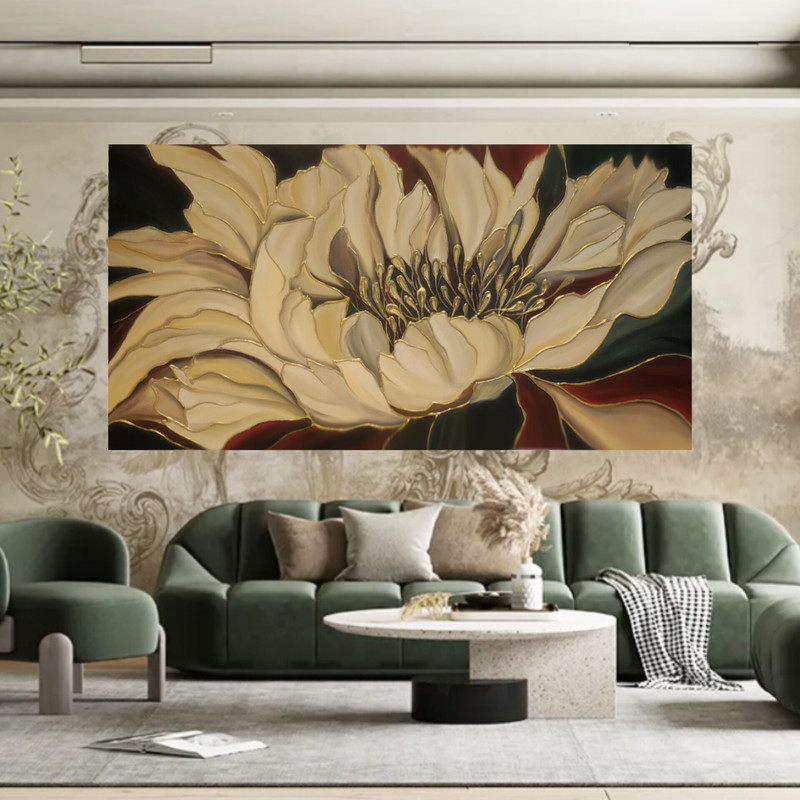 تابلو ورق طلا مدل گل دکوراتیو کد 095