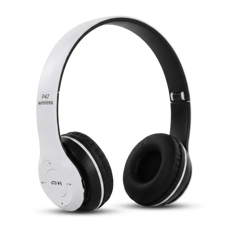 هدفون بلوتوثی مدل p47 edr بدون قابلیت نویز کنسلینگ، درگاه usb type-c، دارای شیار کارت حافظه، مقاومت در برابر رطوبت و عرق