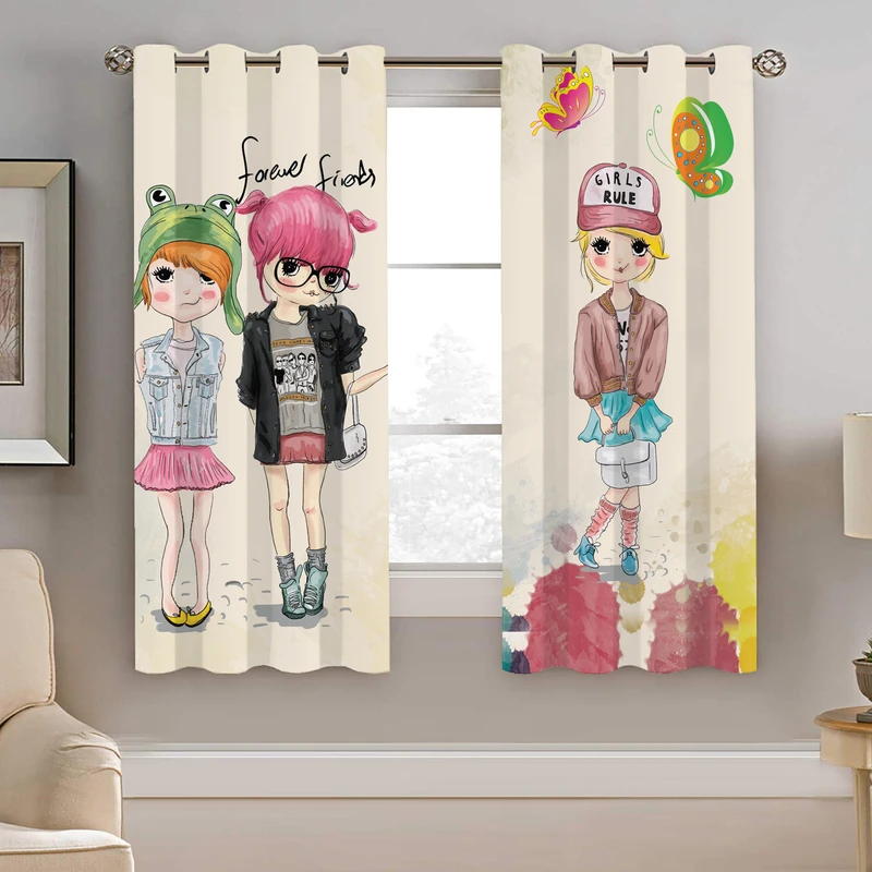 پرده نیروانا طرح دخترونه مدل مخمل کد 8116 سایز 140×200 سانتی متر