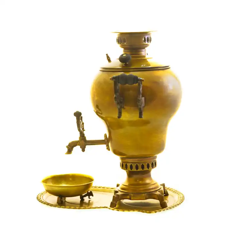 سرویس سماور ذغالی 3 پارچه برنجی مدل آناناسی کد H-1247