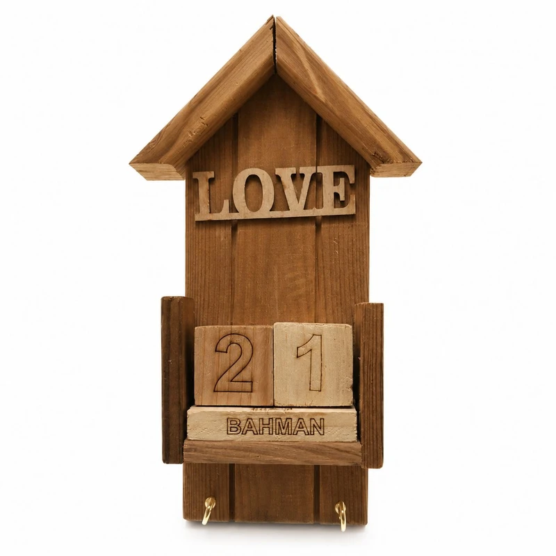 جاکلیدی دیواری چوبی مدل love