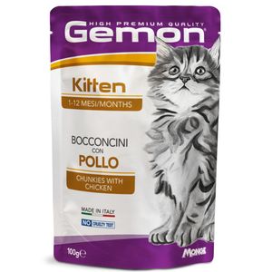 پوچ گربه نابالغ مونژه مدل Gemon Kitten Cat با طعم مرغ وزن 100 گرم