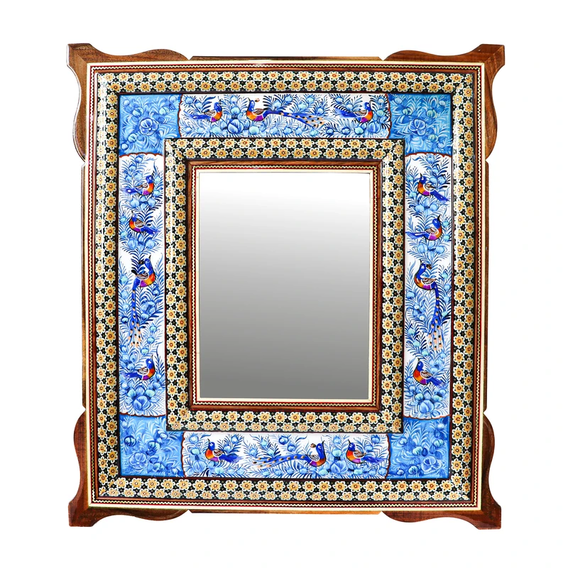 آینه خاتم کاری مدل یونیک طرح مینیاتور برجسته کد Bl50p44mr22p16