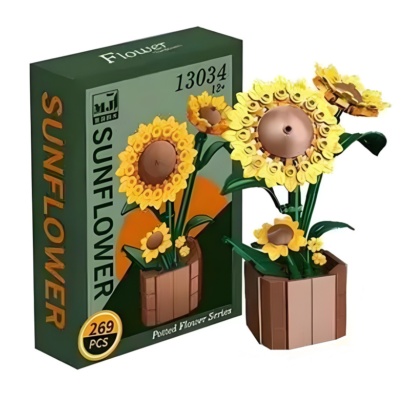 ساختنی 1109 تکه مدل گلدان گلهای رز آفتاب گردان سنبل و سوسن کد 13034 مجموعه 4 عددی