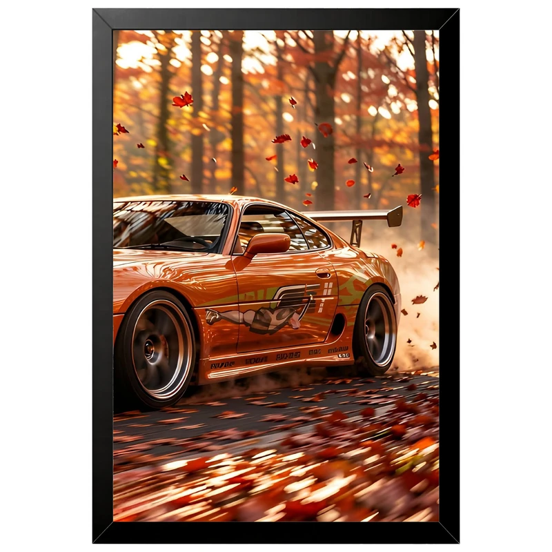تابلو بکلیت طرح ماشین و خودرو تویوتا Toyota Supra Mk4 مدل B-pe130170 فریم مشکی
