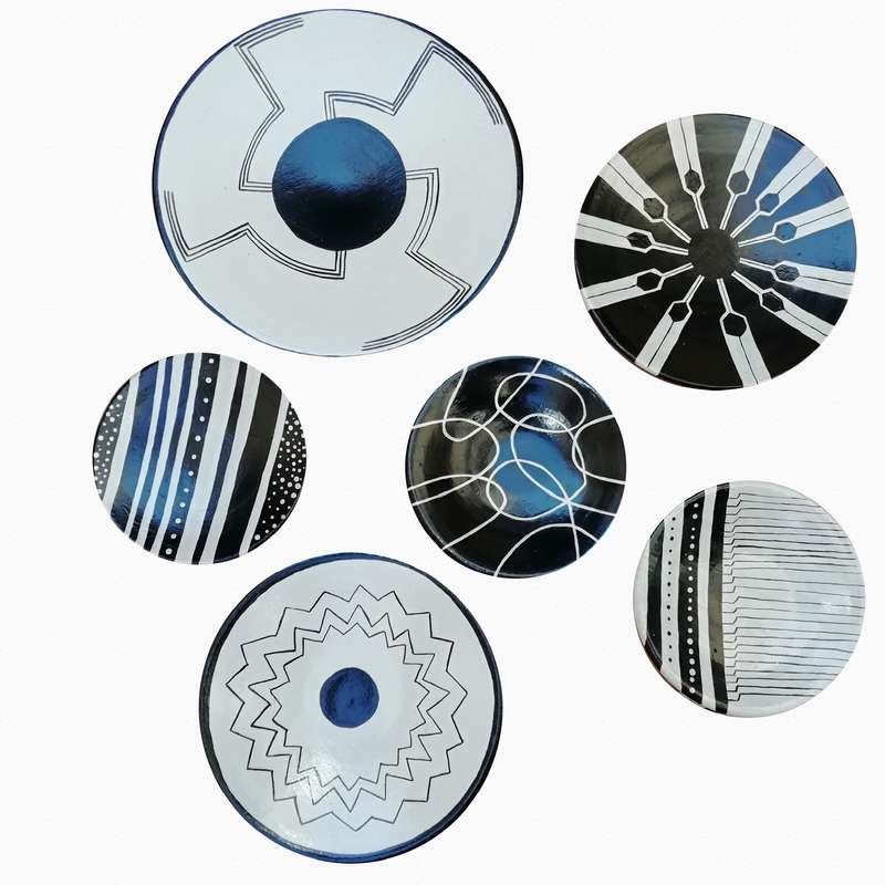 بشقاب دیوارکوب سفالی کد A01 مجموعه 6 عددی