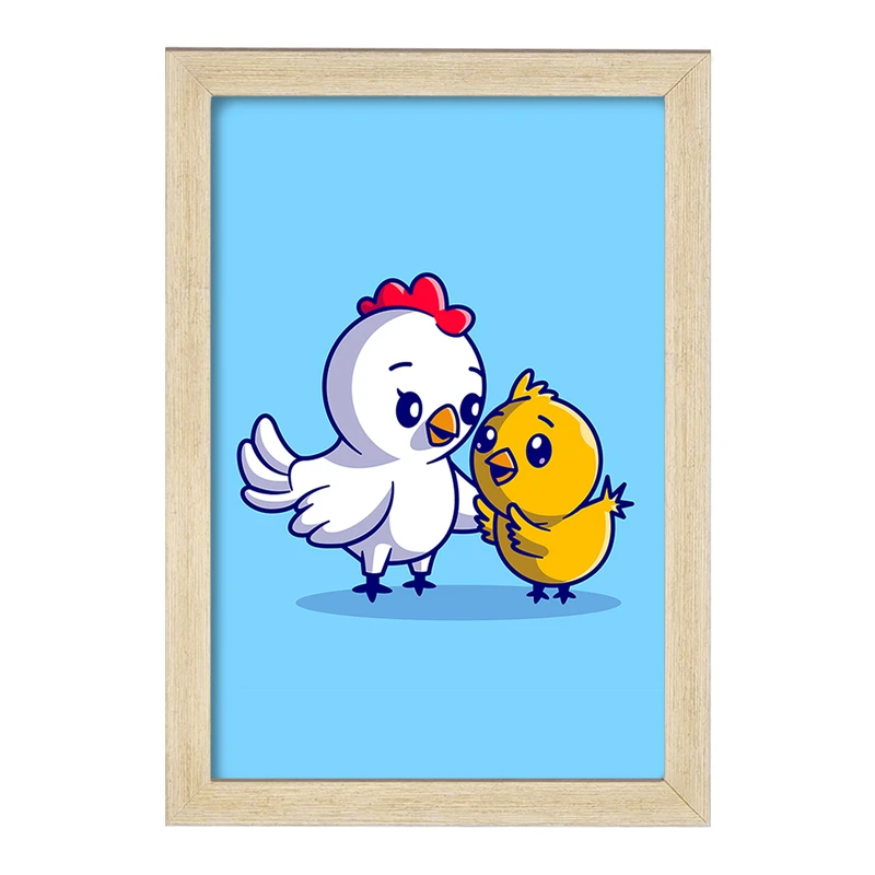 تابلو خندالو مدل حیوانات بامزه مرغ و جوجه کد 29652