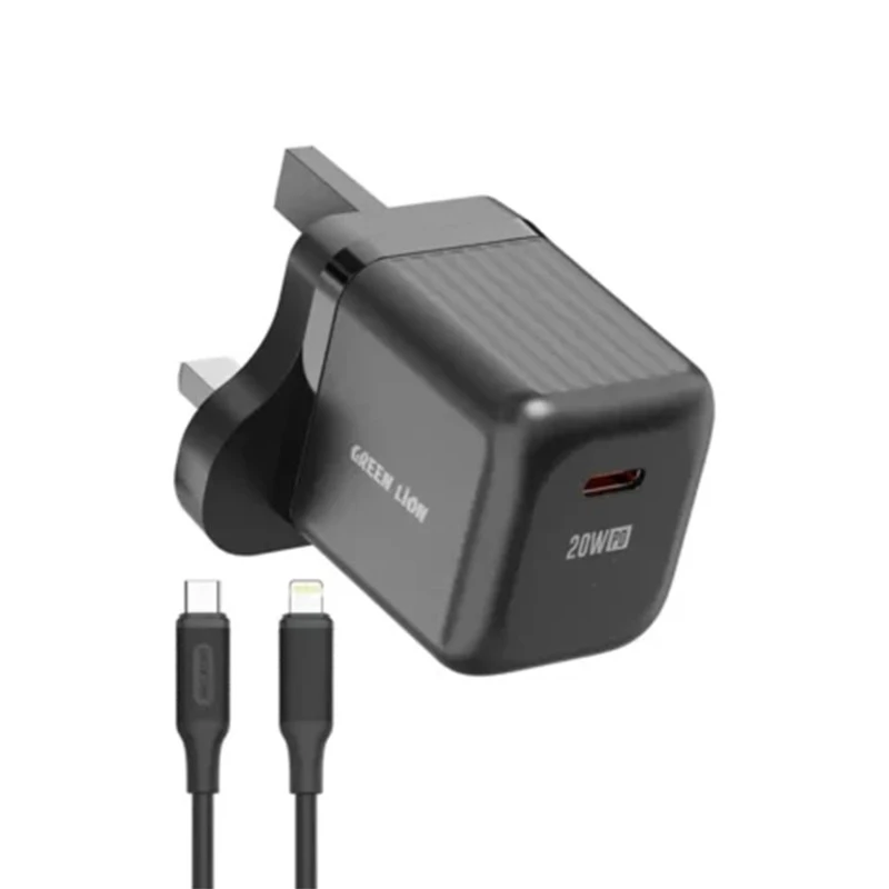 شارژر دیواری 20 وات گرین لاین  مدل ULTRA COMPACT همراه با کابل تبدیل USB-C به لایتنینگ