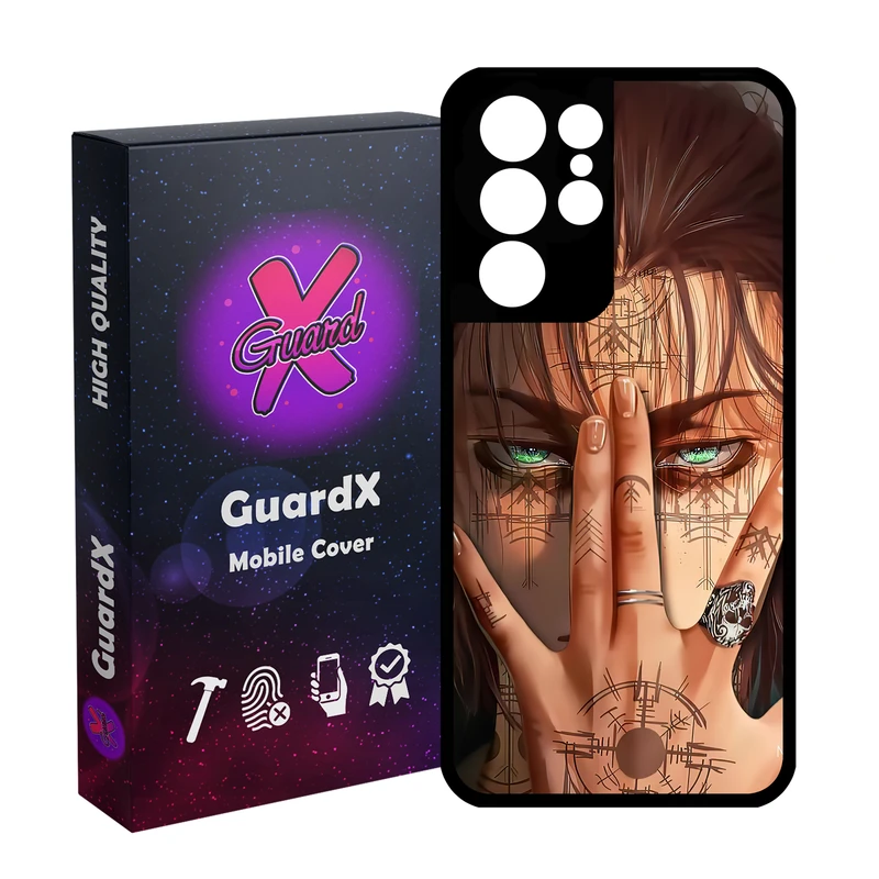 کاور گارد ایکس طرح Eren Anime مدل Glass10449 مناسب برای گوشی موبایل سامسونگ Galaxy S21 Ultra