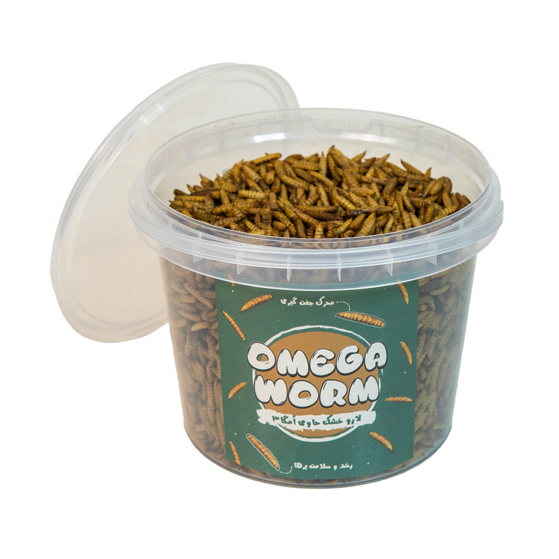غذای خشک پرندگان امگاورم میلورم مدل لارو سرباز خشک وزن 450 گرم