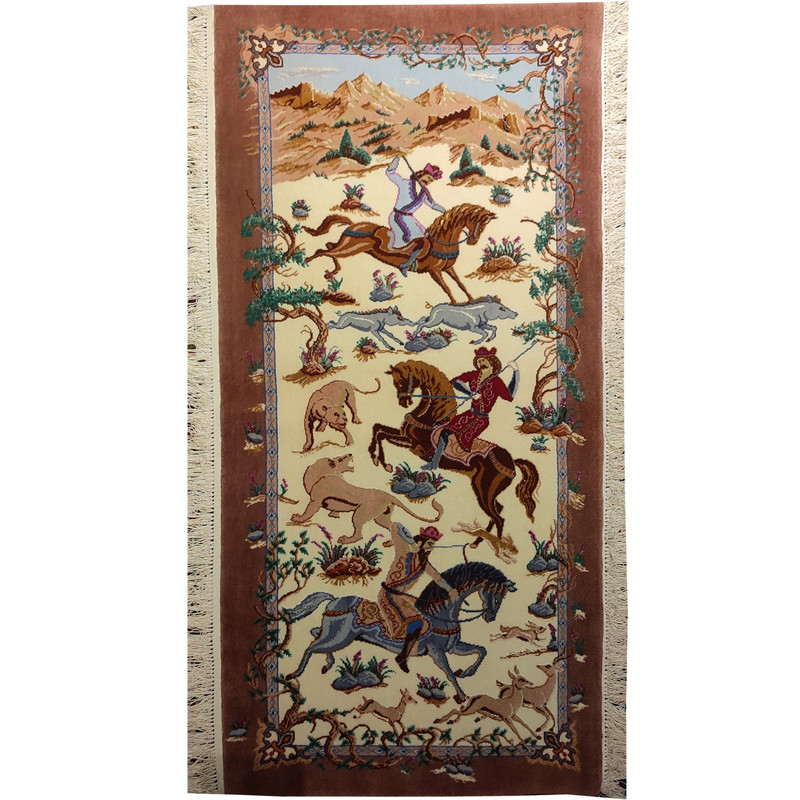 فرش دستبافت نیم متری طرح شکارگاه مدل MA