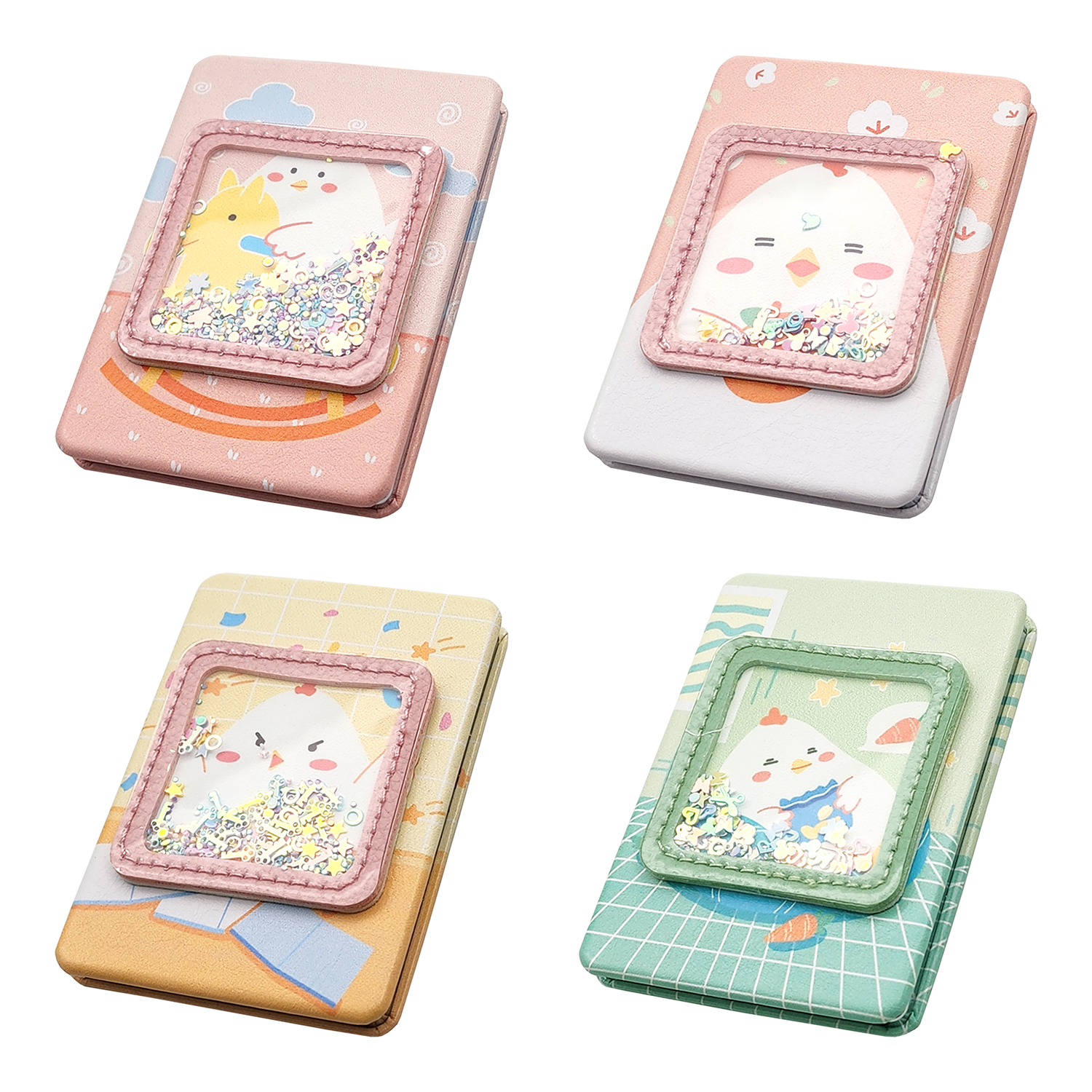 آینه جیبی مدل جوجه طرح آکواریومی کد ZJ-MR37-10 مجموعه 4 عددی