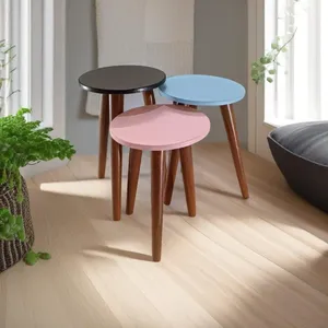 میز عسلی دایره مدل لیون 323 کد 58 مجموعه سه عددی