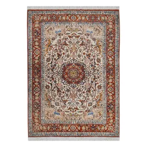 فرش قدیمی دستبافت سه و نیم متری مدل اصفهان کد 1358