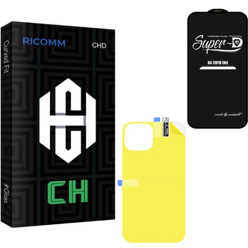  محافظ صفحه نمایش شیشه ای ریکام مدل CH Super-D مناسب برای گوشی موبایل اپل iPhone 14 به همراه محافظ پشت گوشی