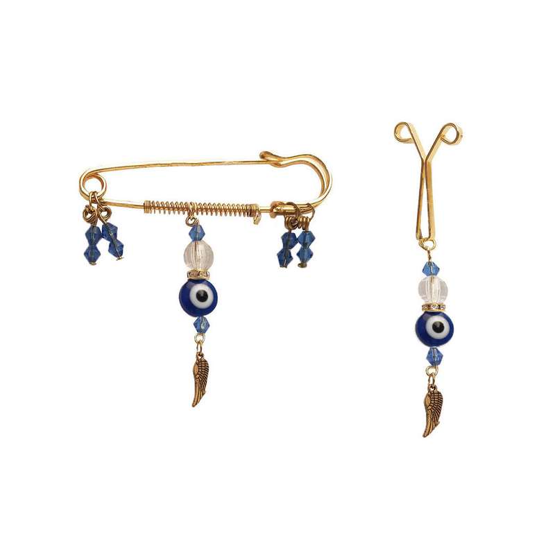 ست گیره روسری و سنجاق سینه زنانه مدل چشم نظر 1121