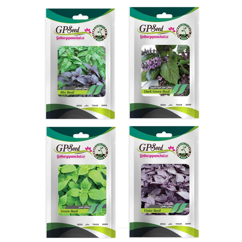 بذر ریحان گلبرگ پامچال کد G-P-GP-04 مجموعه 4 عددی