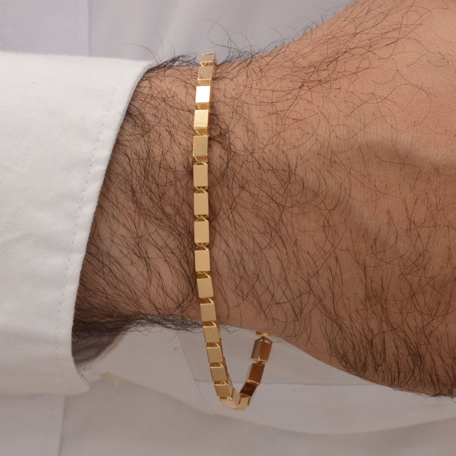 دستبند طلا 18 عیار مردانه طلای مستجابی مدل آیس کیوب کد M15 -  - 2